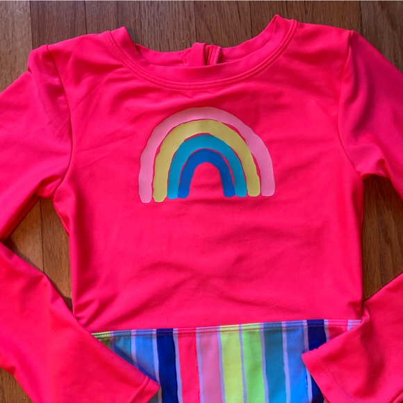 Cat & Jack long sleeve swim suit - one piece rash guard - zipper, rainbow - Picture 4 of 10